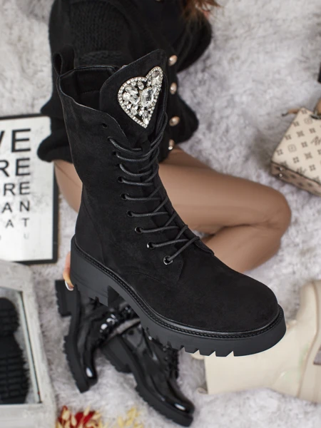 Bottines à lacets en daim écologique pour femmes Emelune