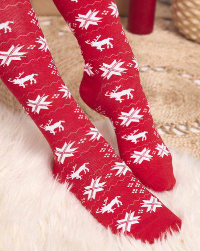 Chaussettes longues de Noël rouges pour femmes - Sous-vêtements