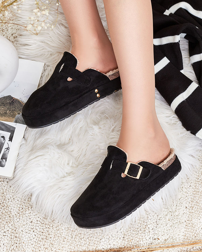 Royalfashion Pantoufles pour femmes avec peau de mouton et boucle Kajis