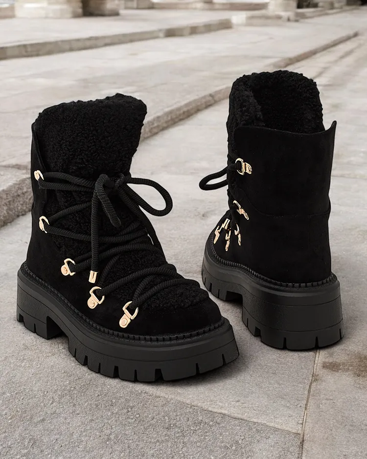 Royalfashion Bottes de neige Lozin à lacets pour femme