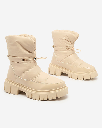 Royalfashion Bottes de neige pour femme à enfiler en beige Sadella