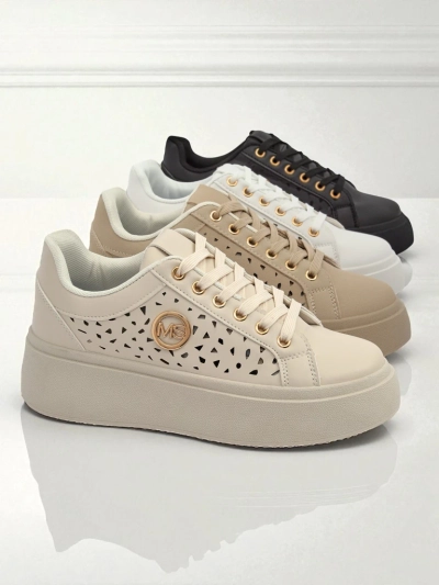 Sneakers Écrues à plateforme pour femmes Boreas Royalfashion en cuir écologique