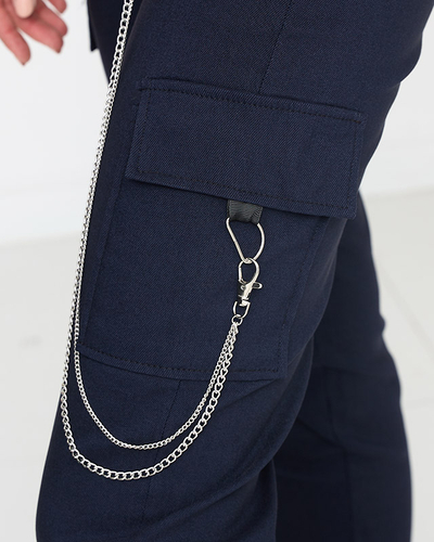 Pantalon cargo isolé bleu marine avec poches - Vêtements