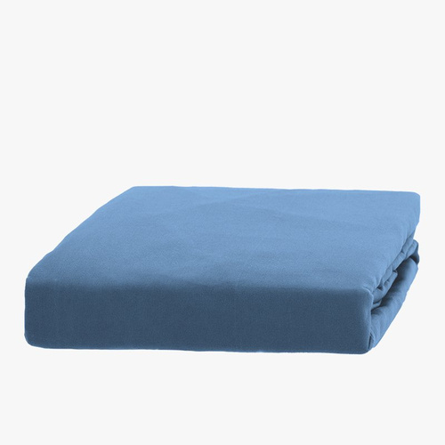 Drap en coton bleu avec une bande élastique 160x200 - Feuilles