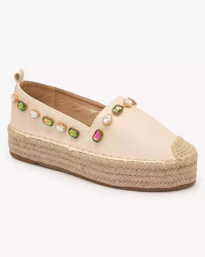 OUTLET Royalfashion Espadrilles pour femmes avec cristaux en beige Ziennie