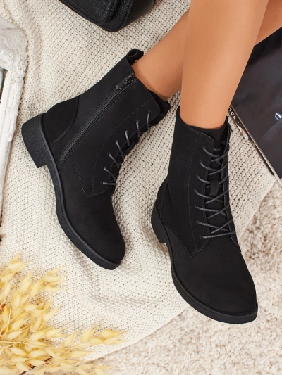 Bottines lacées mates en cuir écologique pour femmes Treviline