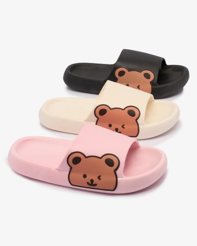 OUTLET Tongs en caoutchouc Royalfashion pour femme avec ours en peluche en écru Levekki