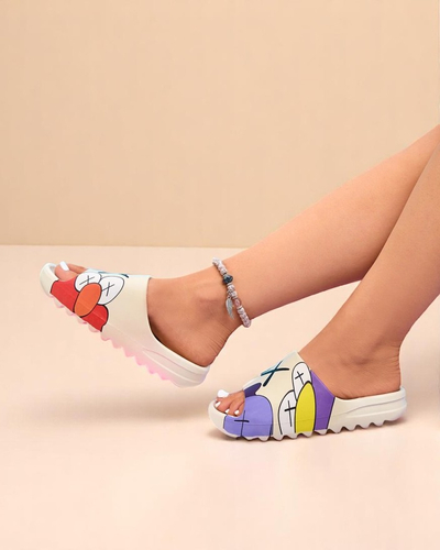 Pantoufles pour femmes en caoutchouc crème avec imprimé Pfizz - Footwear