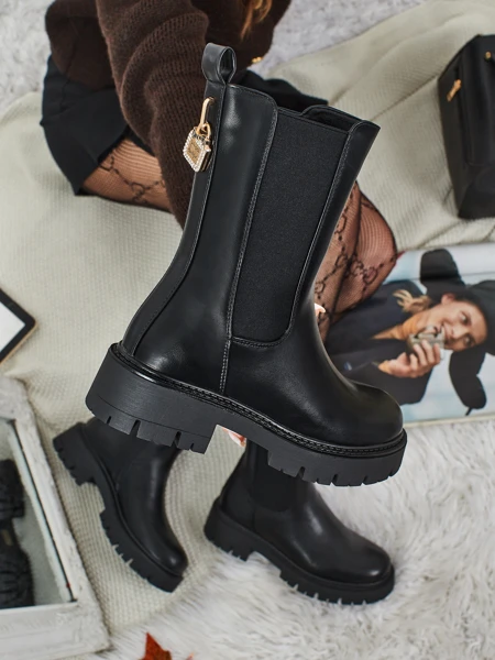 Bottines hautes pour femmes en cuir écologique Varinell