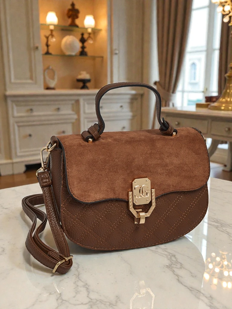 Sac à Main pour Femmes Luna Marron Foncé en Cuir Écologique Élégant