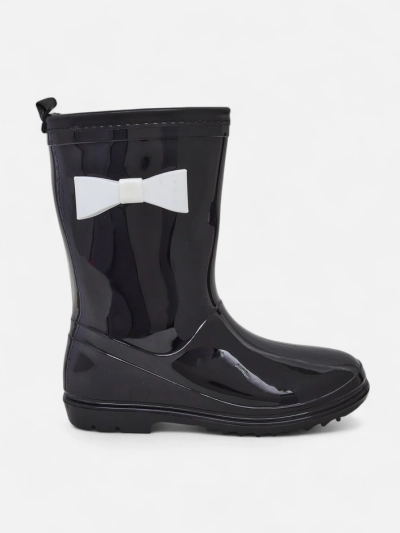 Royalfashion Bottes de pluie vernies pour enfants avec un nœud Bostone