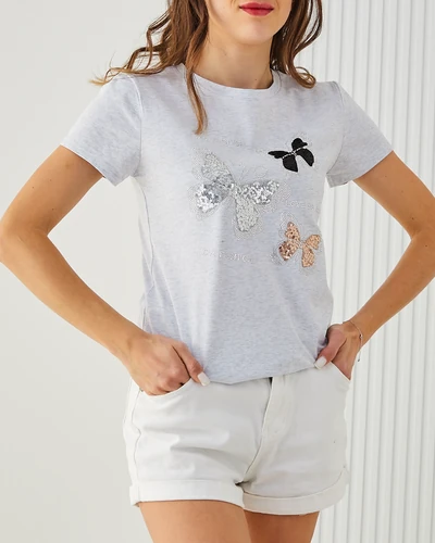 Blouse en coton pour femmes Royalfashion avec des papillons