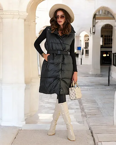 Royalfashion Gilet long pour femme a'la leather