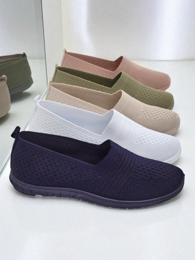 Mocassins pour femmes Lyra Bleu marine tissu respirant à semelle plate