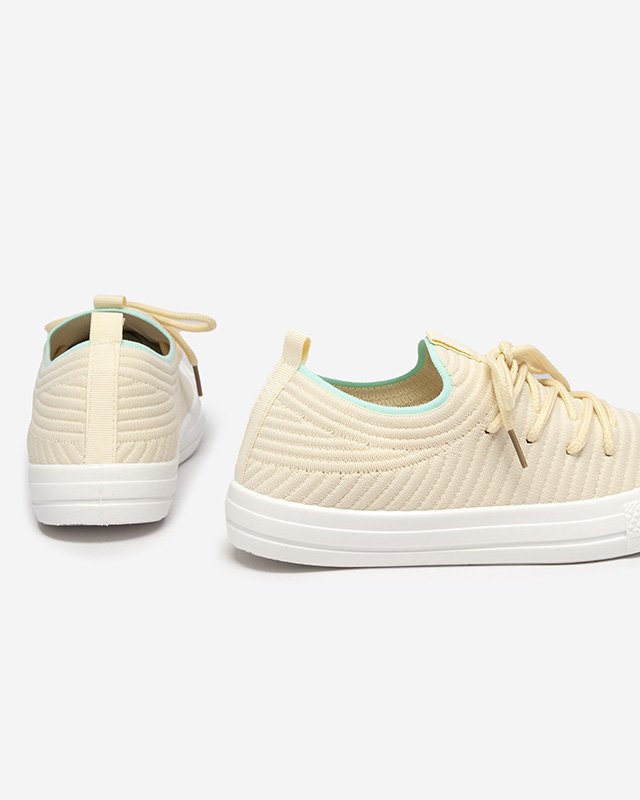 OUTLET Baskets côtelées beiges pour femme Manfer- Footwear