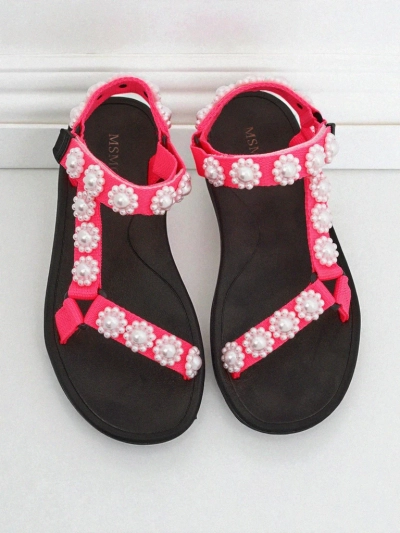 Sandales Livia Rosa – Sandales confortables pour femmes Royalfashion avec des jets de perles