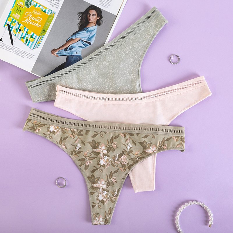 Tongs à motifs pour femmes, 3 / paquet - Sous-vêtements