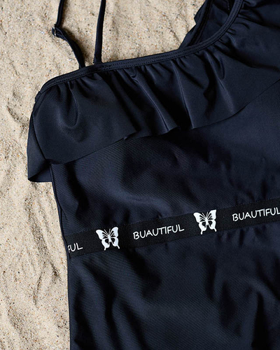 Maillot de bain une pièce noir femme avec volant - Sous-vêtement