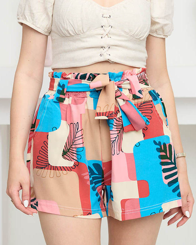 Short tissu femme rose à motifs - Vêtement