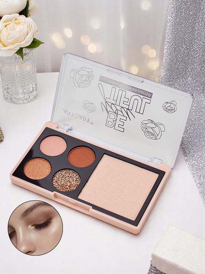 Palette de 4 fards à paupières avec paillettes et illuminateur Ruby Glamour