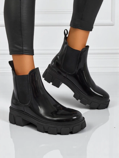 Royalfashion Bottines à semelle massive en cuir écologique verni Calista Weide