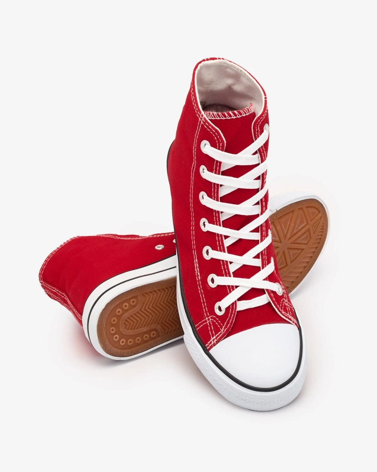 Baskets hautes à lacets rouges pour hommes Qasallo- Footwear