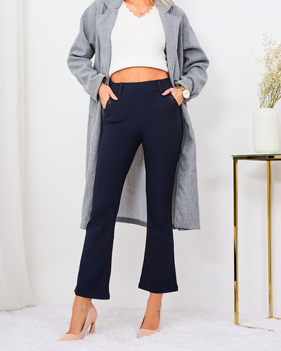 Royalfashion Pantalon en tissu pour femme a'la bells bleu marine
