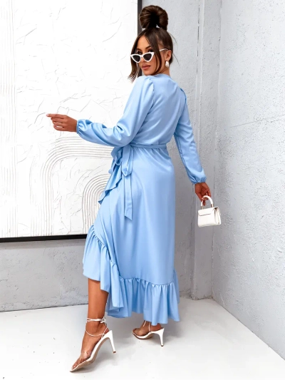 Royalfashion Robe midi femme nouée avec volants