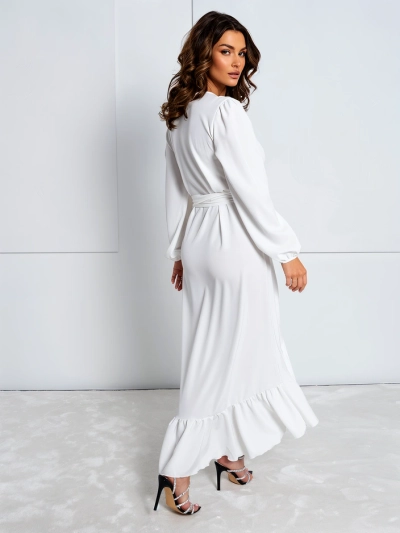 Royalfashion Robe midi nouée pour femme avec volants