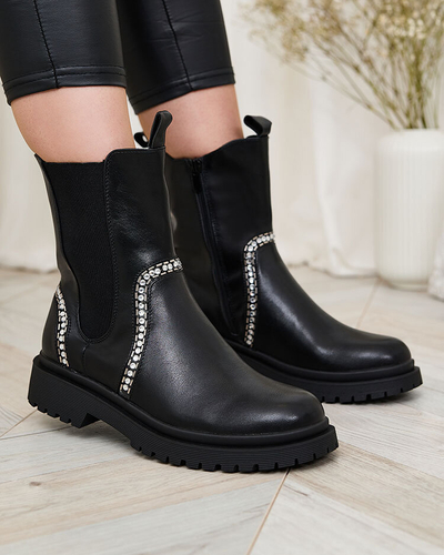 Royalfashion Bottes hautes pour femmes avec cristaux Seysiella