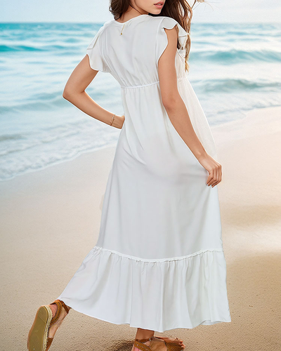Royalfashion Robe longue pour femme avec dentelle