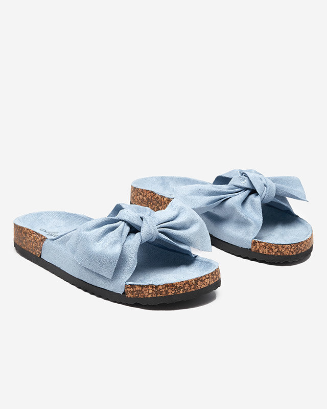 OUTLET Chaussons femme en éco-daim bleu avec nœud Xeria - Chaussures
