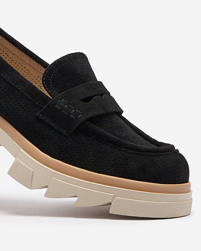 Mocassins ajourés noirs pour femmes sur une semelle solide Ejina - Footwear