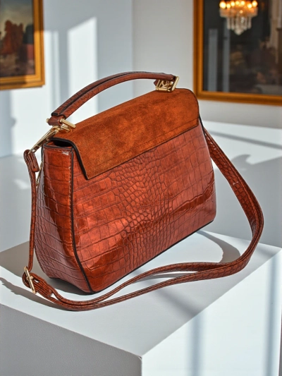 Sac à main pour femmes Vesta Classica – cuir écologique suédé marron
