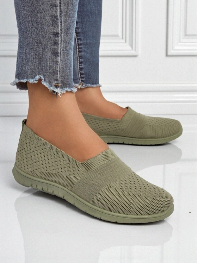 Mocassins pour femmes Gaia Verde – chaussures vertes confortables en tissu à talons plats