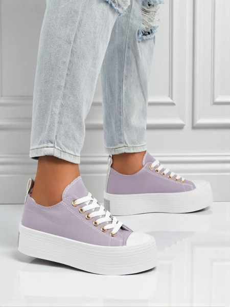 Baskets violettes pour femmes Callista sur plateforme – été/automne, talon plat