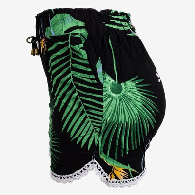 Short court noir à fleurs pour femmes - Pantalon 1
