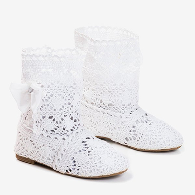 Chaussons bébé en dentelle blanche avec nœud Anita - Footwear