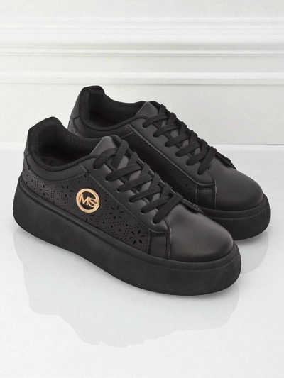 Sneakers plateforme femme Perseida Royalfashion noires cuir écologique