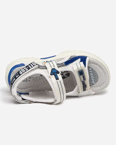 Sandales enfant blanches et bleu marine fermées par Velcro Ceteris - Chaussures