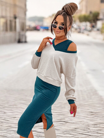 Royalfashion Ensemble décontracté pour femme vert foncé