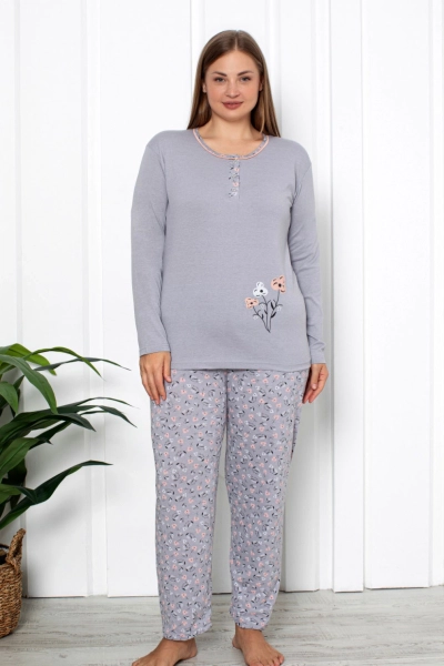 Royalfashion Cotton femmes pyjama floral 2 pièces GRANDE TAILLE