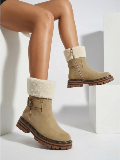 Bottines en cuir écologique avec peau de mouton Merli