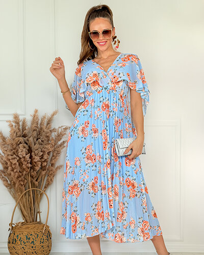 Royalfashion Robe midi plissée à motif floral pour femme