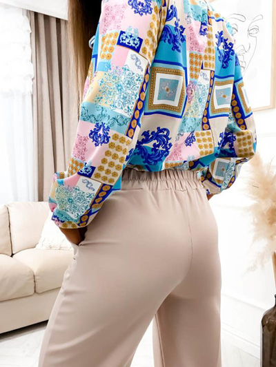 Pantalon beige à jambes larges pour femme - Vêtements