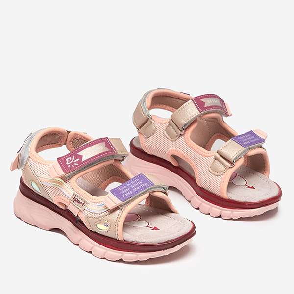 Sandales roses pour enfants avec empiècements colorés Meniko - Chaussures
