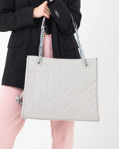 Sac à main élégant pour femme gris avec poignées sur les chaînes - Accessoires