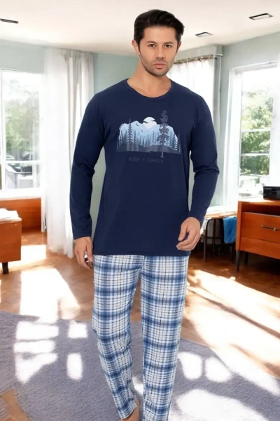 Pyjamas en coton à carreaux pour hommes Royalfashion