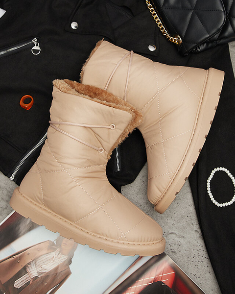 Chaussures pour femmes marron clair a'la bottes de neige Amirfu- Footwear