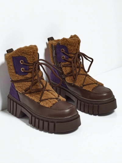 Bottines worker pour femmes avec fourrure Cindora